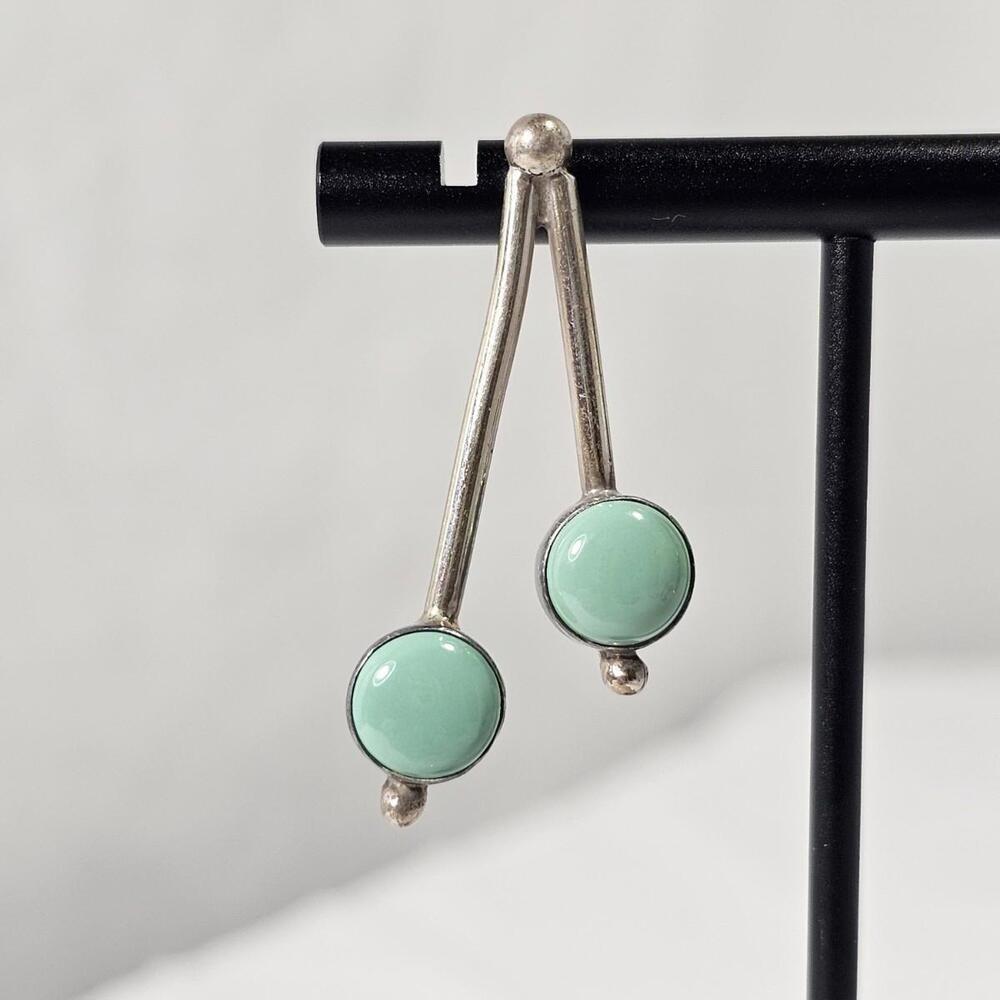 DTR Sterling Silver Turquoise Earrings. 925 Western Boho Cowgirl Minamlist Studs - Picture 2 of 8